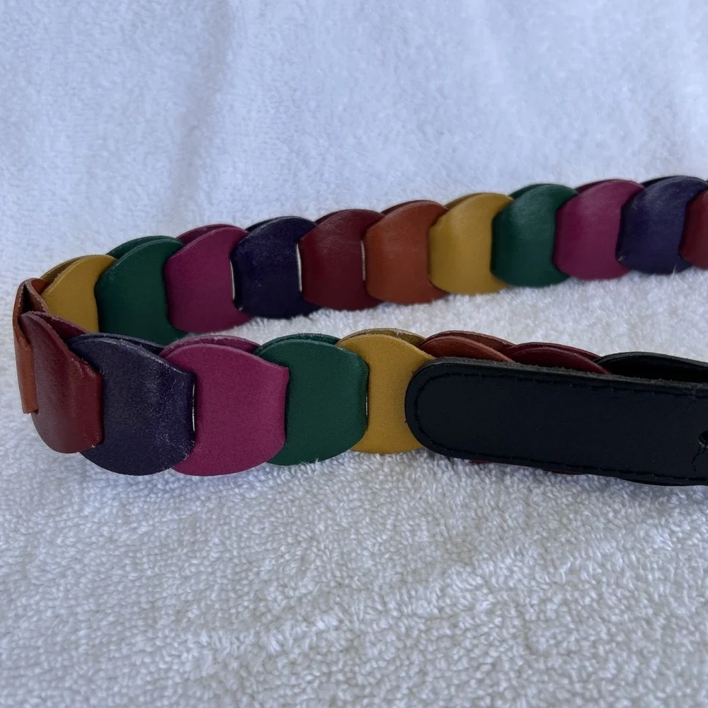 Leather Belt Rainbow Colored Size Large 32 Accent‎ Statement